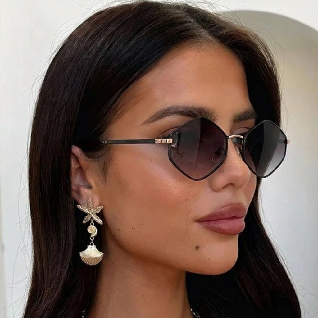 משקפי שמש גיאומטריים במסגרת דקה