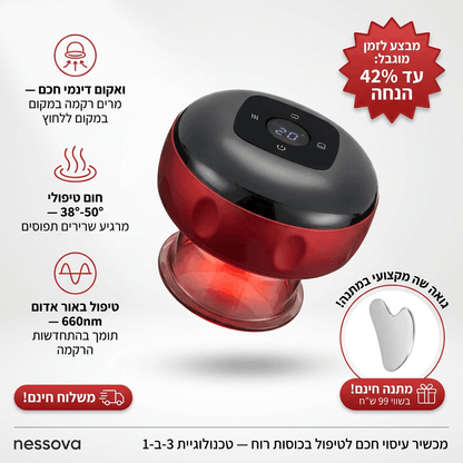 מכשיר עיסוי חכם לטיפול בכוסות רוח מבית nessova