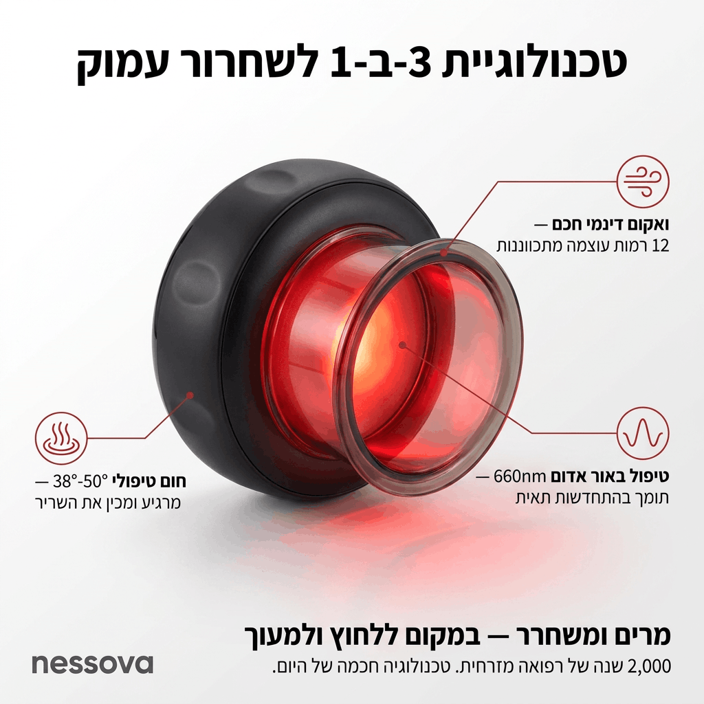 מכשיר עיסוי חכם לטיפול בכוסות רוח מבית nessova